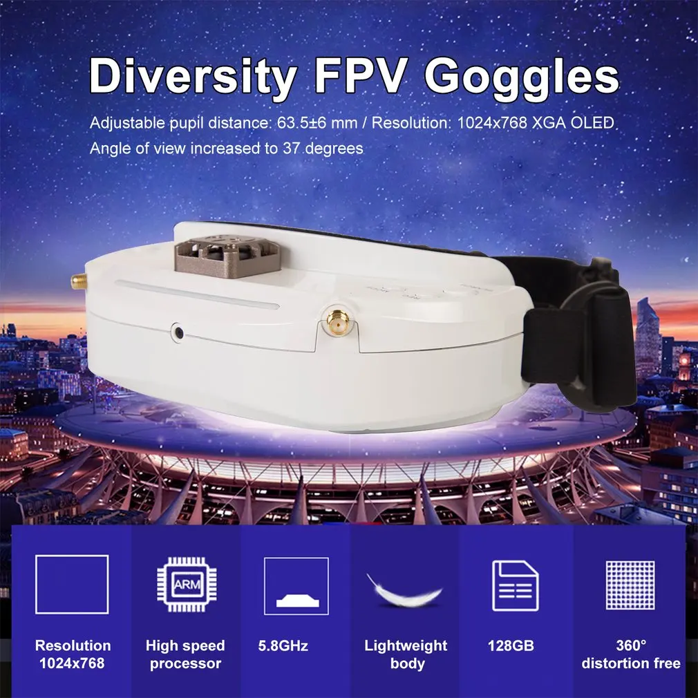 5 8 ГГц 48CH разнообразие FPV очки поддержка HDMI головы отслеживания с вентилятором DVR