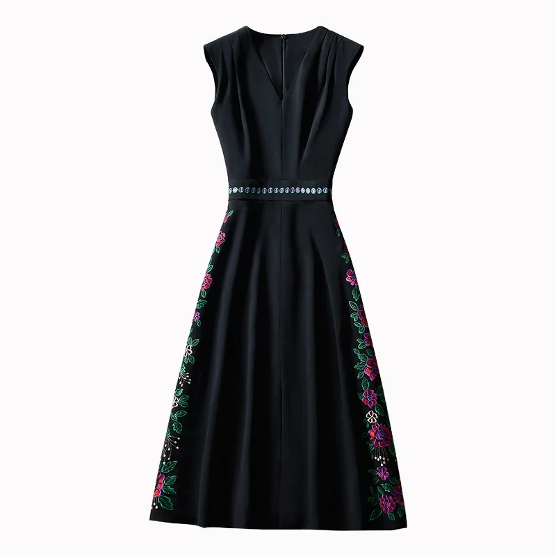 AELESEEN Embroidery Black Dress 2020 High Quality Summer V-Neck Dress Sleeveless Flower Oversized Party Mini Dress Vestidos
AELESEEN Embroidery Black Dress 2020 High Quality Summer V-Neck Dress Sleeveless Flower Oversized Party Mini Dress Vestidos