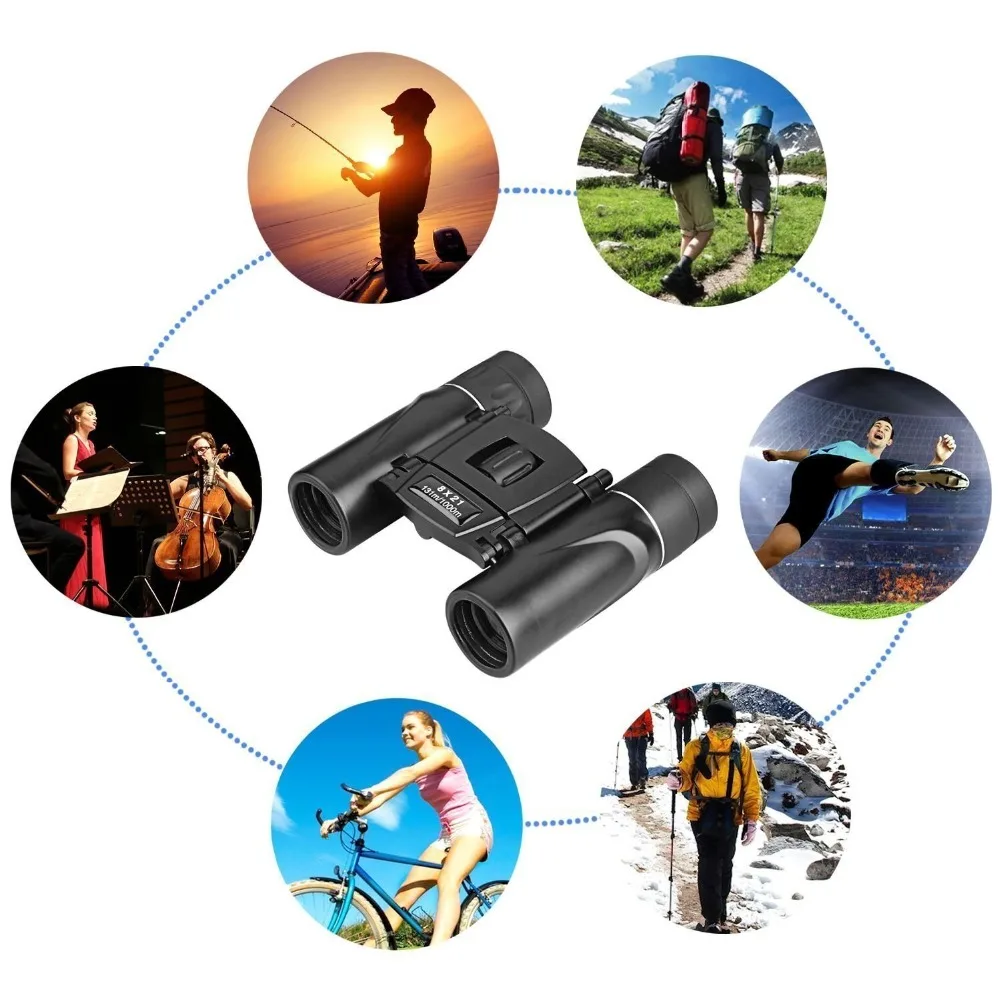 8x21 Compact Zoom Binoculars Long Range 1000m Folding HD Powerful Mini Telescope BAK4 FMC Optics Hunting Sports Camping
8x21 Compact Zoom Binoculars Long Range 1000m Folding HD Powerful Mini Telescope BAK4 FMC Optics Hunting Sports Camping