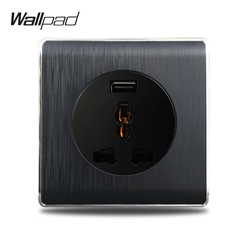 Universal Socket with USB Wallpad Satin Black Plastic Panel EU UK US Israel Electric Power Socket with USB Charging Port Outlet 
Universal Socket with USB Wallpad Satin Black Plastic Panel EU UK US Israel Electric Power Socket with USB Charging Port Outlet
