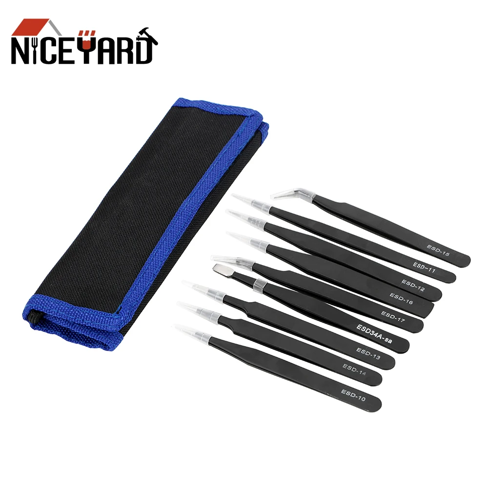NICEYARDPrecision Repair Tools Kit Anti Static ESD Tweezers Set for Electronics Phone Repairing BGA Work 9 Piece/Set
NICEYARDPrecision Repair Tools Kit Anti Static ESD Tweezers Set for Electronics Phone Repairing BGA Work 9 Piece/Set