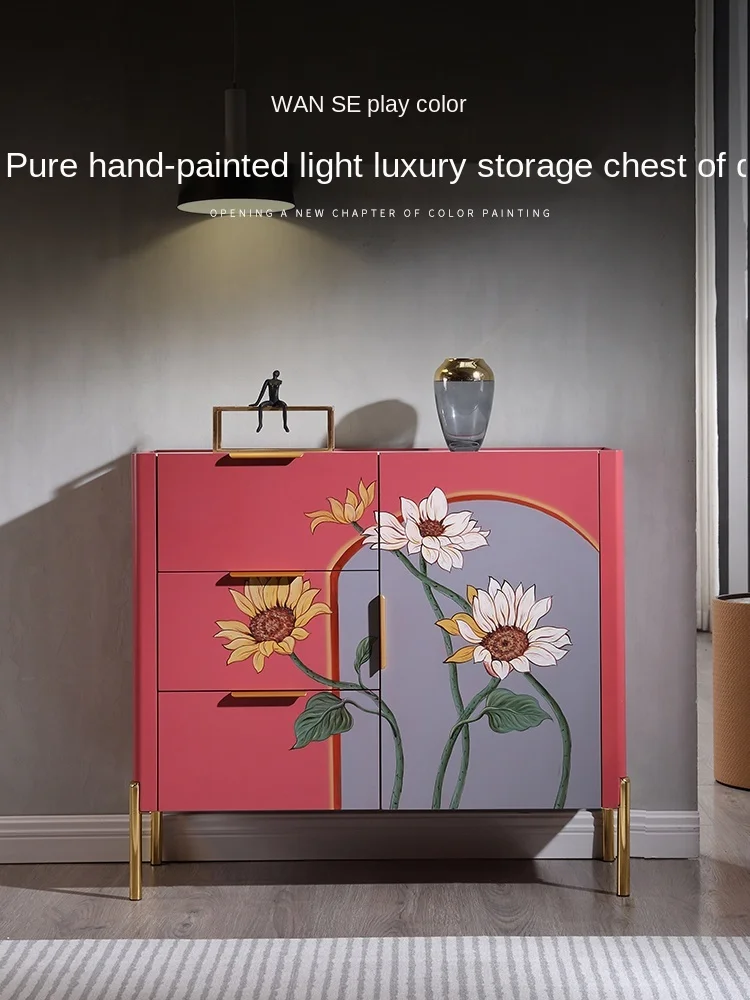 Light Luxury Solid Wood Chest of Drawers Red Modern Minimalist Bedroom Locker 
Light Luxury Solid Wood Chest of Drawers Red Modern Minimalist Bedroom Locker