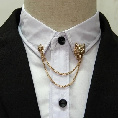 2017 Promotion New Trendy Brooches Broche Europe And The Leading Male Animal Brooch Buckle Shirt Tassels Chain Suit Accessories | Украшения