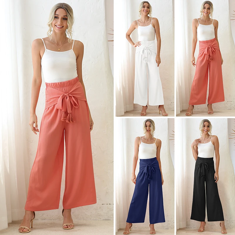 Повседневные женские летние брюки однотонные с высокой талией широкие брюки длинные с поясом бандажные женские штаны свободные штаны черн... 
Повседневные женские летние брюки однотонные с высокой талией широкие брюки длинные с поясом бандажные женские штаны свободные штаны черн...