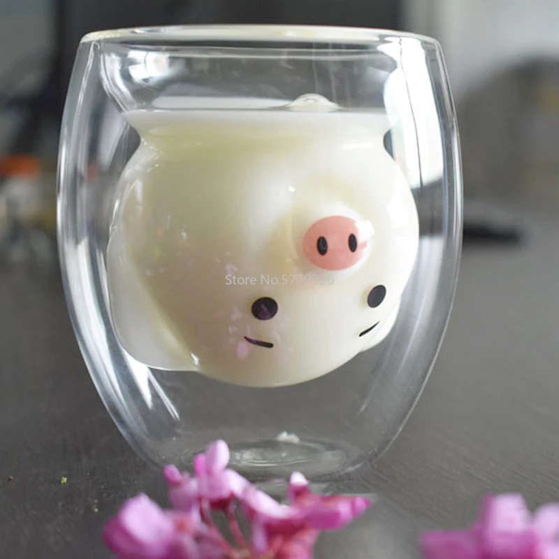 250ML Cartoon Pig Double-layer Glass Cute Animal Coffee Mug Double-layer Anti-scalding Milk Breakfast Cup Funny Mugs
250ML Cartoon Pig Double-layer Glass Cute Animal Coffee Mug Double-layer Anti-scalding Milk Breakfast Cup Funny Mugs