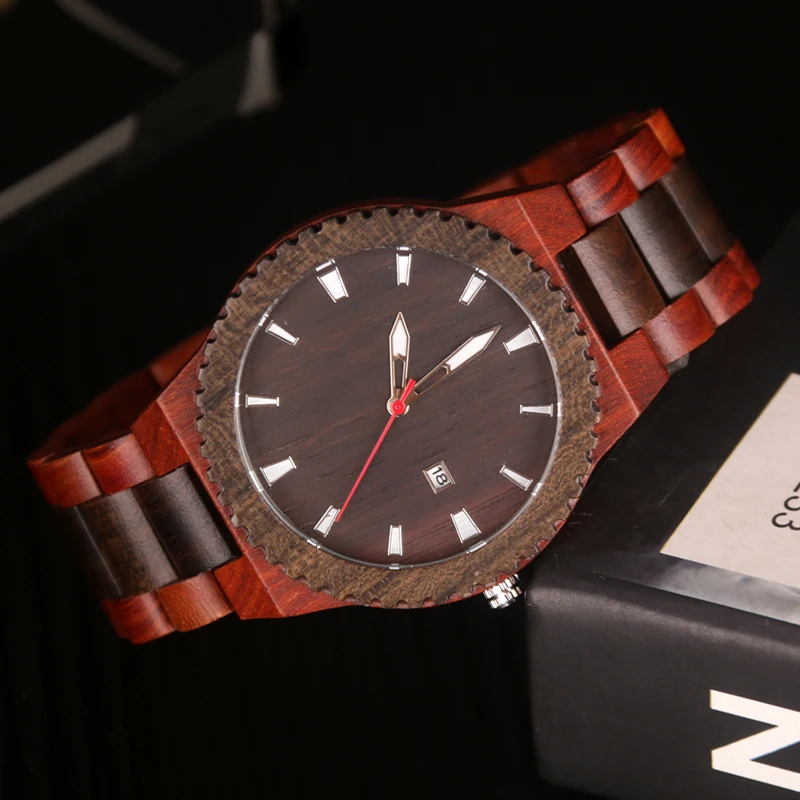 Часы наручные мужские кварцевые с деревянным ремешком Модные Аналоговые в стиле