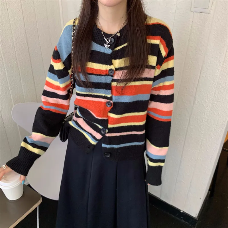 Женский однобортный свитер Alien Kitty, повседневный шерстяной вязаный кардиган свободного покроя в радужную полоску с длинными рукавами, осень...
Женский однобортный свитер Alien Kitty, повседневный шерстяной вязаный кардиган свободного покроя в радужную полоску с длинными рукавами, осень...