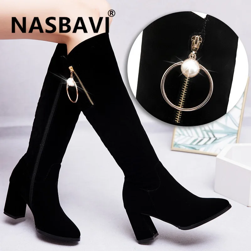 NASBAVI new fashion suede contracted Europe and America British style zipper high heel crystal Metal decoration winter long boot
NASBAVI new fashion suede contracted Europe and America British style zipper high heel crystal Metal decoration winter long boot