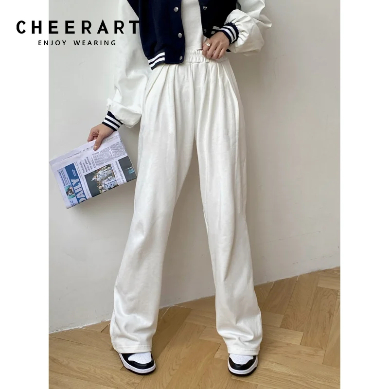 CHEERART Autumn Winter White Wide Leg Long Pants Women New Fashion Trousers High Wasit Bottoms Casual Flowy Pants Clothes
CHEERART Autumn Winter White Wide Leg Long Pants Women New Fashion Trousers High Wasit Bottoms Casual Flowy Pants Clothes
