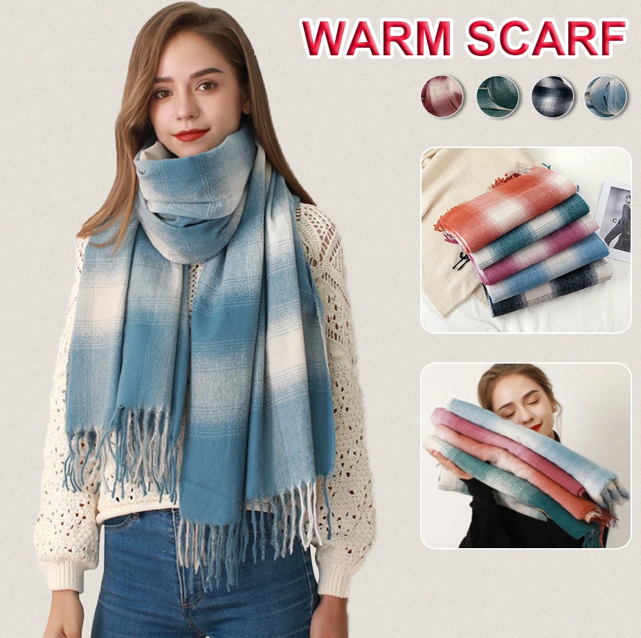 NEW Woman Winter Warm Thick Scarf Fashion Gradient Color Tassel Plaid Wrap Large Size Shawl Handfeeling Winter Scarfs 182*84cm
NEW Woman Winter Warm Thick Scarf Fashion Gradient Color Tassel Plaid Wrap Large Size Shawl Handfeeling Winter Scarfs 182*84cm