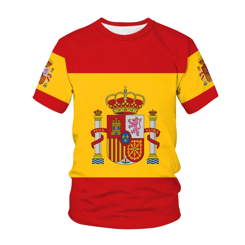 С флагом Испании футболки Espana ГЕРБ 3d Принт для мужчин женщин и детей футболка