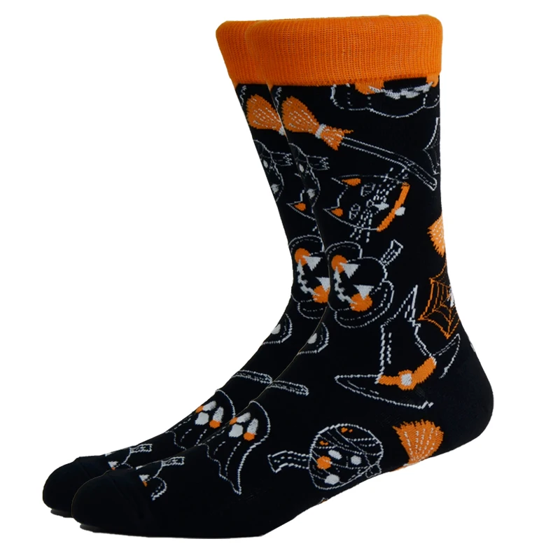 Мужские носки на Хэллоуин Чулки со скелетом инопланетянином тыквой головой