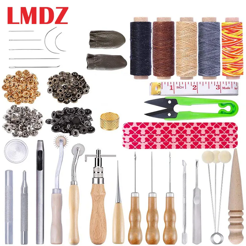 LMDZ Leather Tooling Kit, Sewing Needles,Leather Working Tools and Supplies with Waxed Thread, Leather Snap Fasteners Kit
LMDZ Leather Tooling Kit, Sewing Needles,Leather Working Tools and Supplies with Waxed Thread, Leather Snap Fasteners Kit