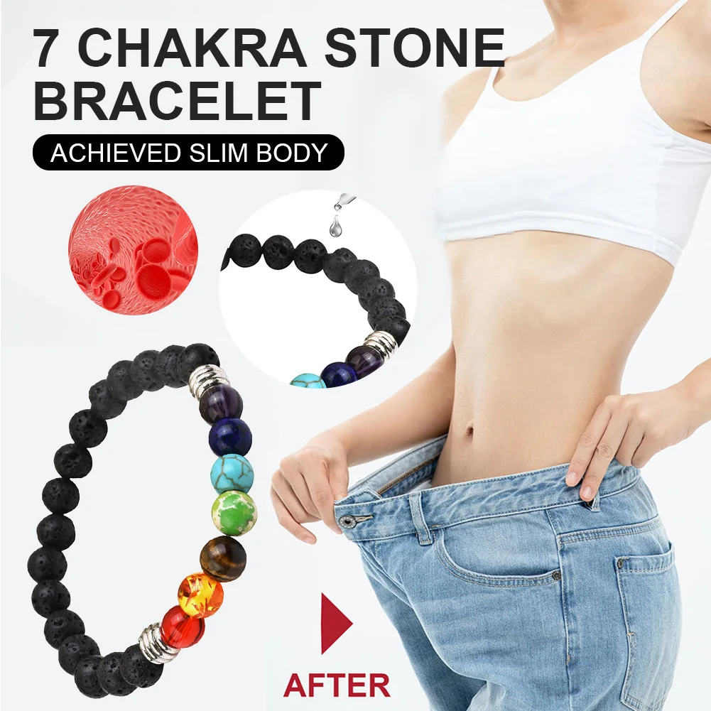 

7 Chakra Bracelet Natural Stone Lava Tiger Eyes Beads Yoga Balance Relax Healing Weight Loss Therapy Bracelets for Men Women