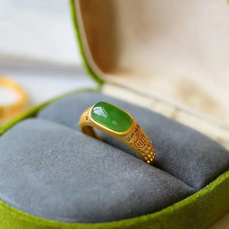 Natural Jasper Fu Character Open Ring S925 Sterling Silver Ancient Gold Craft Vintage Court Style Lasting Birthday Gift
Natural Jasper Fu Character Open Ring S925 Sterling Silver Ancient Gold Craft Vintage Court Style Lasting Birthday Gift