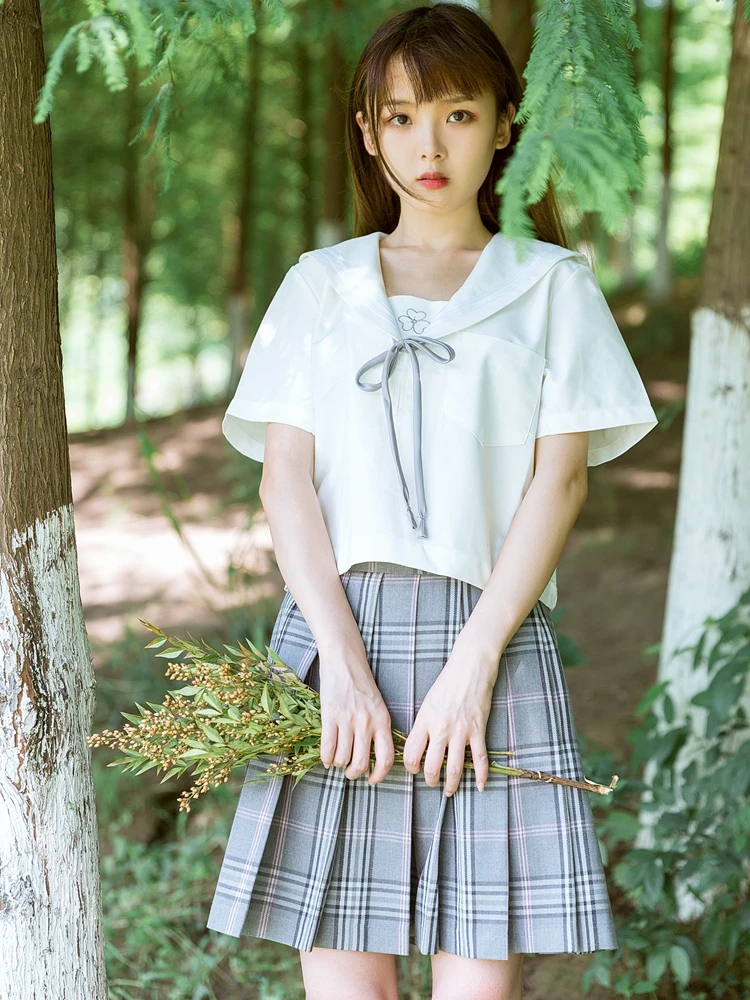 Japanese Korean Sailor Suit School Uniform Sets Jk School Uniforms Girls White Shirt And Gray Plaid Skirt Suits Student Cosplay
Japanese Korean Sailor Suit School Uniform Sets Jk School Uniforms Girls White Shirt And Gray Plaid Skirt Suits Student Cosplay