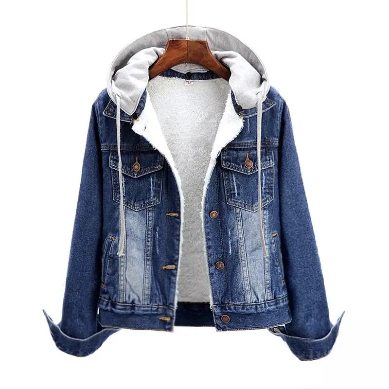 Plus Size S-6XL Autumn Winter Jacket Women Plus Thin Cashmere Hooded Denim Jackets Female Casual Short Jean Coat Jacket female
Plus Size S-6XL Autumn Winter Jacket Women Plus Thin Cashmere Hooded Denim Jackets Female Casual Short Jean Coat Jacket female