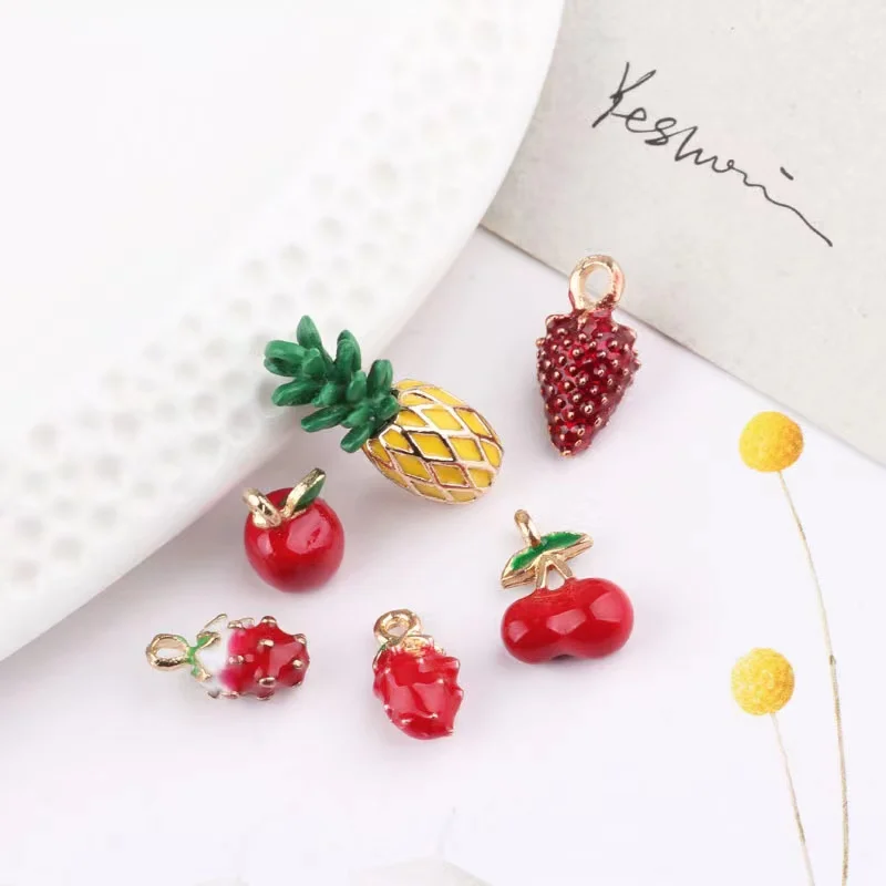 10pcs/lot Metal Drop Oil Colourful Strawberry Cherry Fruit Charm Pendants Gold-Color Floating Enamel Fashion Jewelry Accessories
10pcs/lot Metal Drop Oil Colourful Strawberry Cherry Fruit Charm Pendants Gold-Color Floating Enamel Fashion Jewelry Accessories