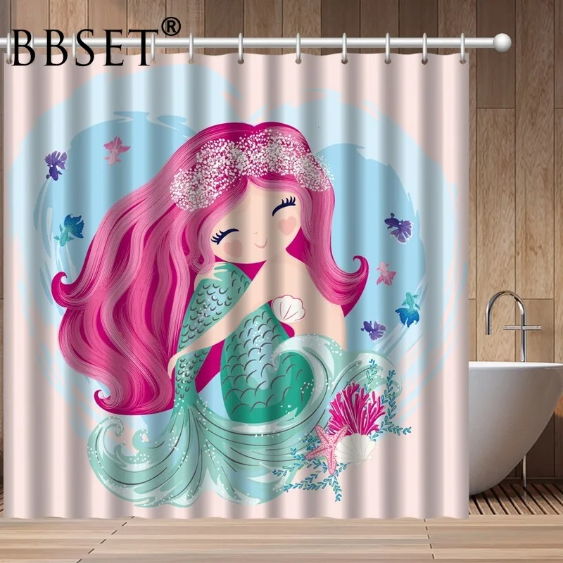 Pink Mermaid Shower Curtain with 12 Hooks Cartoon Mermaid Mildewproof Waterproof Bathroom Decor Curtain Cortina De Ducha
Pink Mermaid Shower Curtain with 12 Hooks Cartoon Mermaid Mildewproof Waterproof Bathroom Decor Curtain Cortina De Ducha