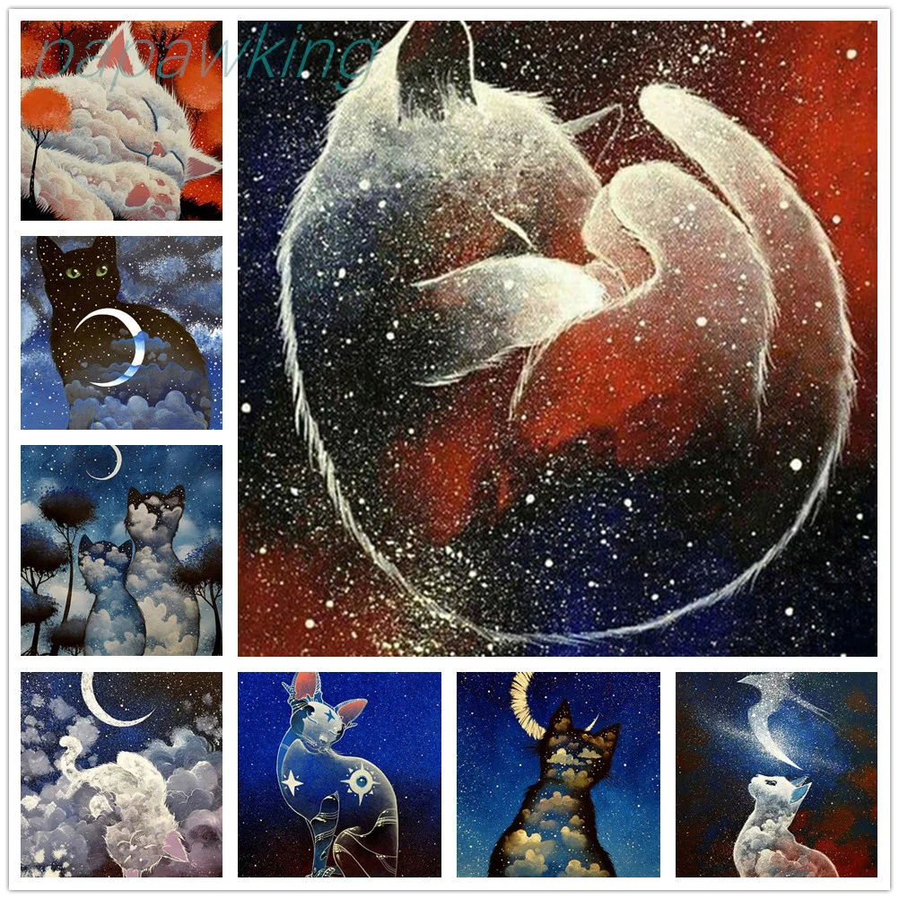 DIY Cat Diamond Painting Night Starry Cat Full Diamond Art Embroidery Cross Stitch Kit Art Home Decoration Rhinestone Stickers
DIY Cat Diamond Painting Night Starry Cat Full Diamond Art Embroidery Cross Stitch Kit Art Home Decoration Rhinestone Stickers