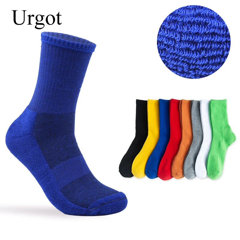 

Urgot 5 Pairs Men's Large Size EUR45,46,47 Socks Pure Color Thicked Long Tube Cotton Socks Sports Towel Bottom Casual Terry Sock