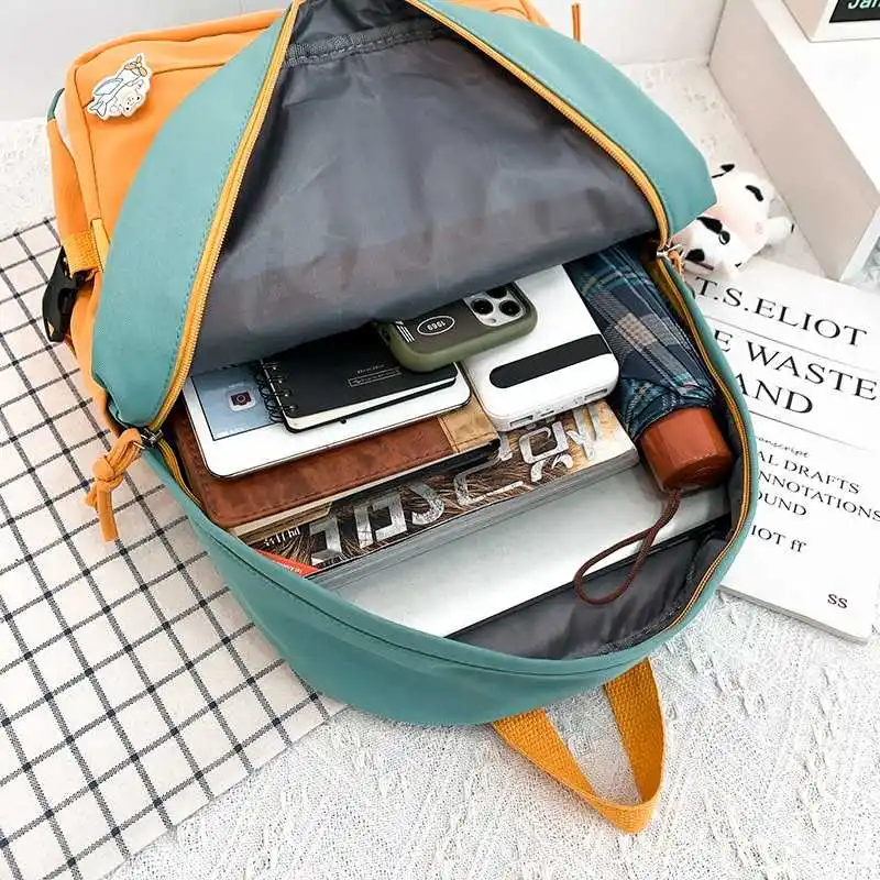 contrast colour female nylon backpack impermeable and resistant to wear student high-capacity travel packs
contrast colour female nylon backpack impermeable and resistant to wear student high-capacity travel packs