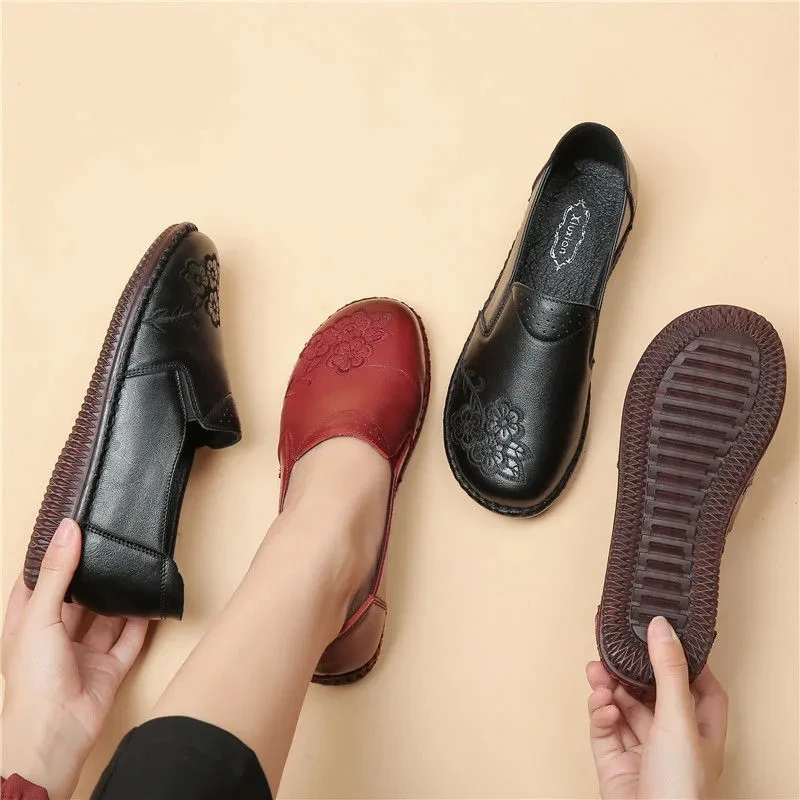 Spring And Autumn Genuine Leather Mom Flats Soft Bottom Ventilation Comfortable Womens Shoes
Spring And Autumn Genuine Leather Mom Flats Soft Bottom Ventilation Comfortable Womens Shoes