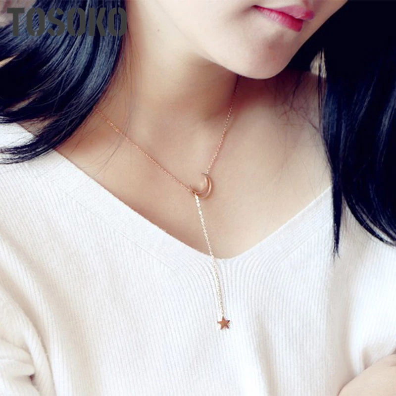TOSOKO Star And Moon Clavicle Pendant Necklace Star & Moon Pendant Nail Classic Star Necklace Stainless Steel Jewelry BSP315
TOSOKO Star And Moon Clavicle Pendant Necklace Star & Moon Pendant Nail Classic Star Necklace Stainless Steel Jewelry BSP315