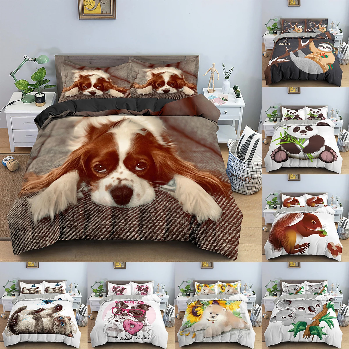 3D Print Cartoon Dog Duvet Cover Set 220x240CM Queen King Size Quilt Cover And Pillowcases Adult Children 2/3Pcs Bedding Set
3D Print Cartoon Dog Duvet Cover Set 220x240CM Queen King Size Quilt Cover And Pillowcases Adult Children 2/3Pcs Bedding Set