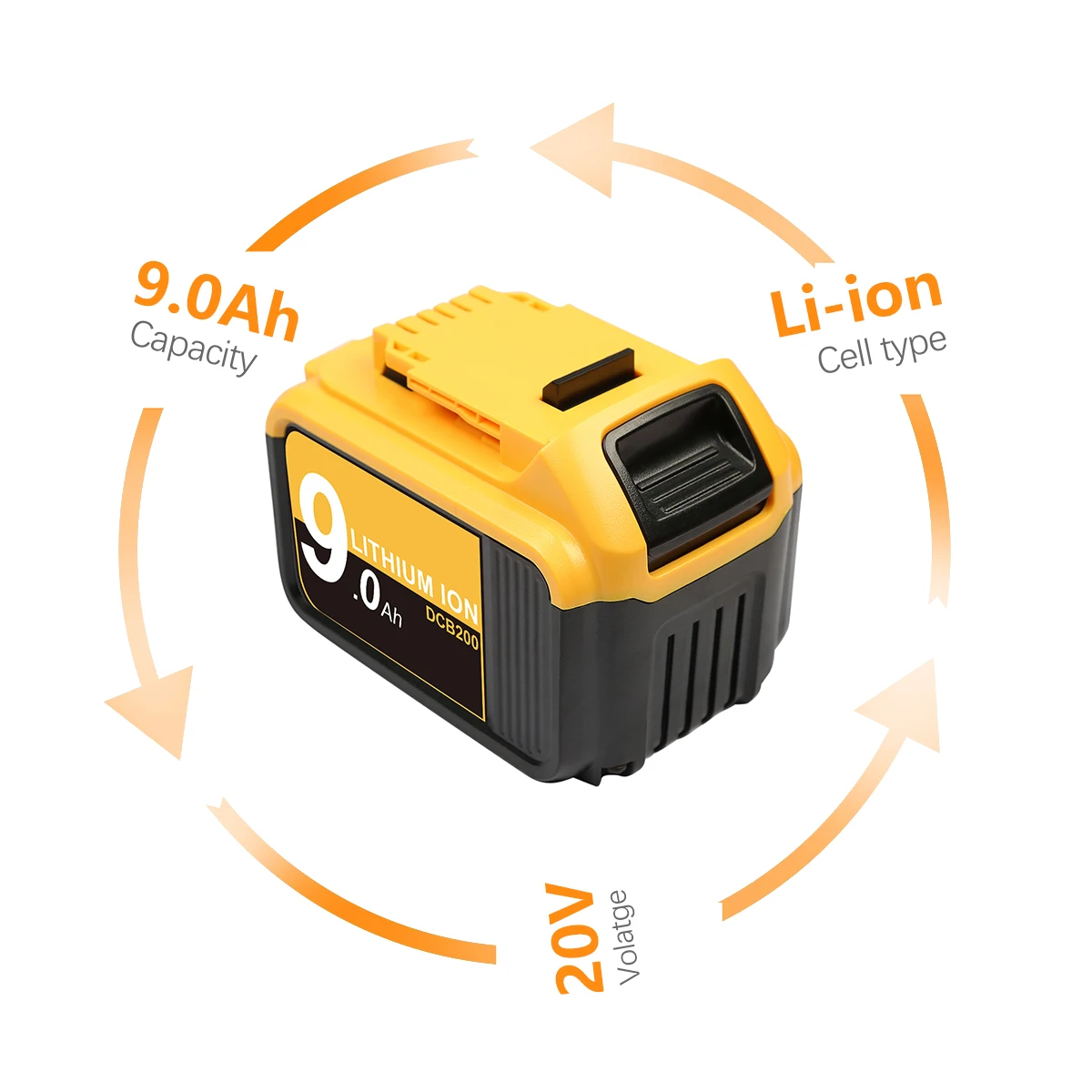 Литий-ионный аккумулятор для электроинструмента Powtree 9 0 Ач батарея DCB200 DeWalt 18 в 20