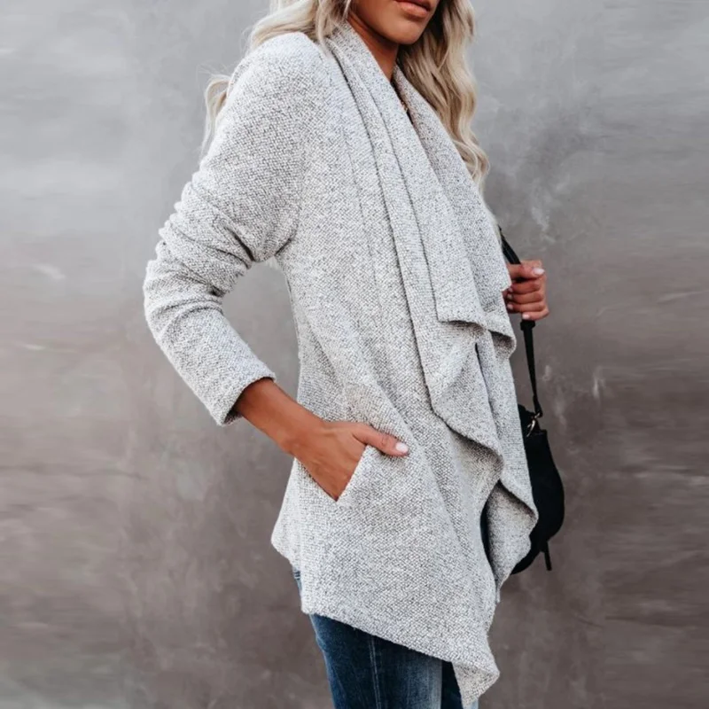 Solid Grey Women Autumn Cardigan Long Sleeve Loose Mid Length Knittwear Casual Sweater Cardigan Female Pocket Coat Cardigan 2021
Solid Grey Women Autumn Cardigan Long Sleeve Loose Mid Length Knittwear Casual Sweater Cardigan Female Pocket Coat Cardigan 2021