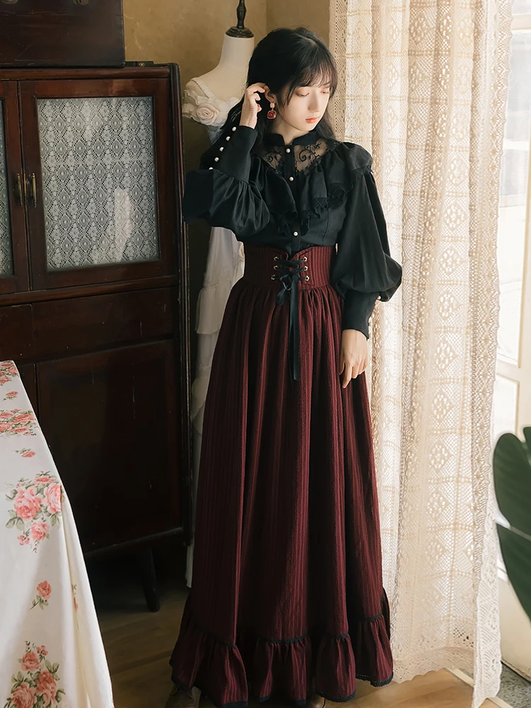 Make quiet girl European gothic lace long sleeve shirt palace restoring ancient ways classic suit
Make quiet girl European gothic lace long sleeve shirt palace restoring ancient ways classic suit