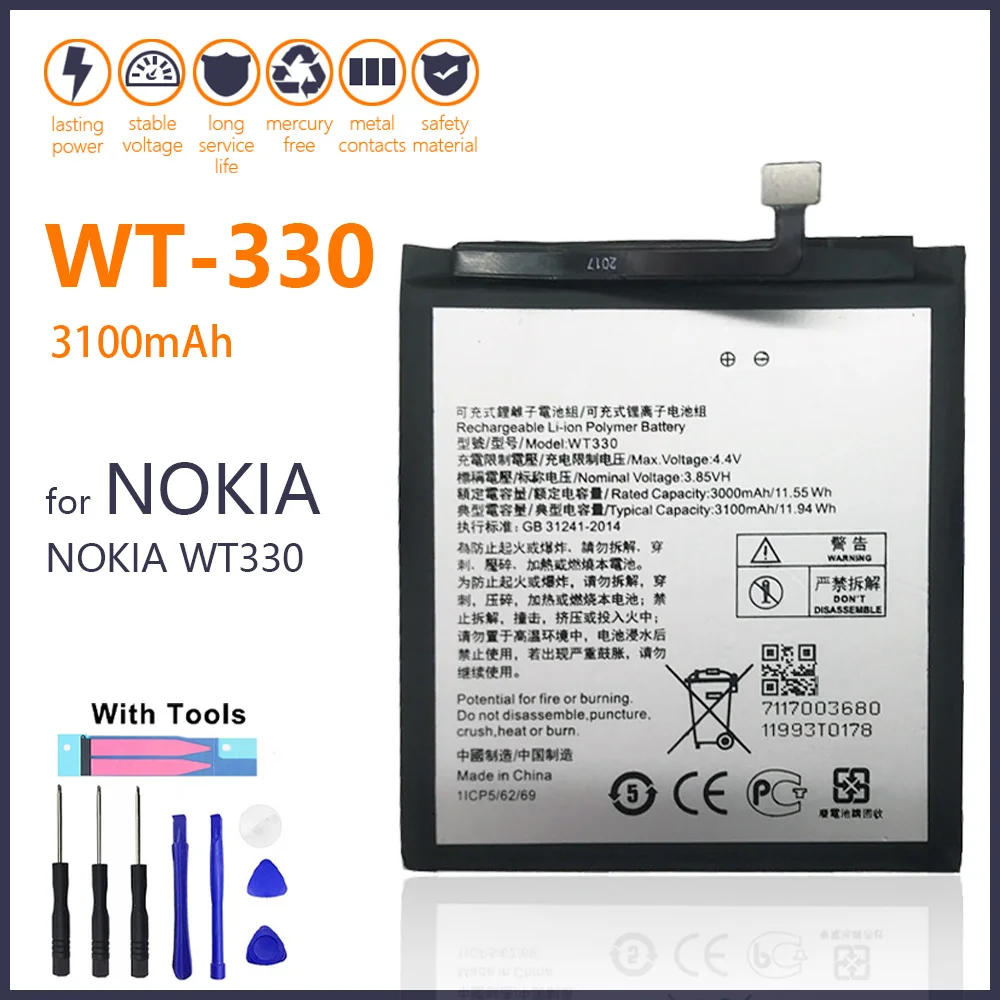 100% реальный 3100mAh WT330 аккумулятор для Nokia 4 2 42 WT 330 Nokia4.2 Высококачественный телефона