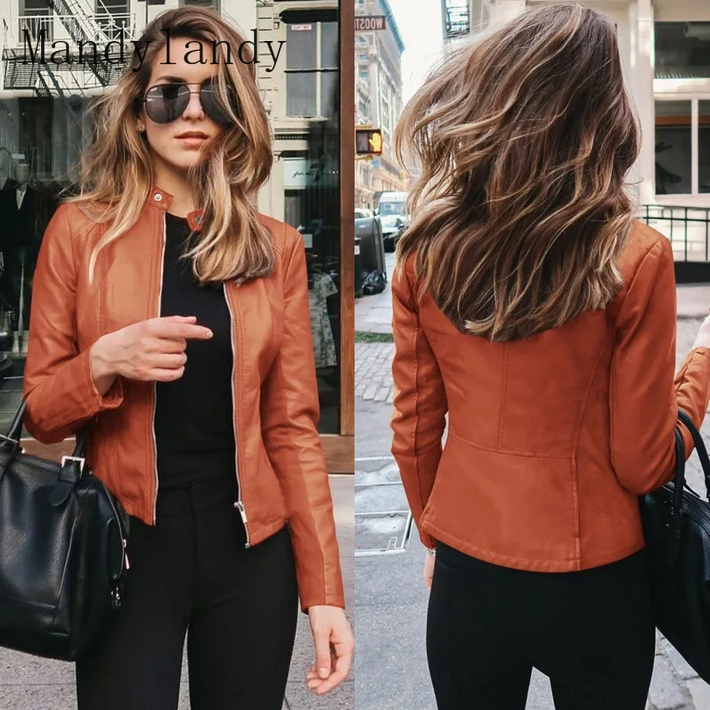 Mandylandy Faux Leather Coat Autumn Fashion Long Sleeve Zipped O-Neck Motorcycle Jacket Womens Casual Solid Color Slim PU Jacket
Mandylandy Faux Leather Coat Autumn Fashion Long Sleeve Zipped O-Neck Motorcycle Jacket Womens Casual Solid Color Slim PU Jacket