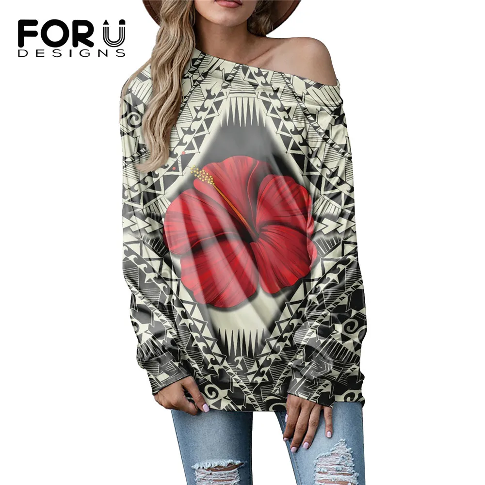 FORUDESIGNS Women's Vintage Long Sleeve Off Shoulder Tops Samoan Hibiscus Polynesian Tribe Brand Design Ladies Casual Sweatshirt
FORUDESIGNS Women's Vintage Long Sleeve Off Shoulder Tops Samoan Hibiscus Polynesian Tribe Brand Design Ladies Casual Sweatshirt