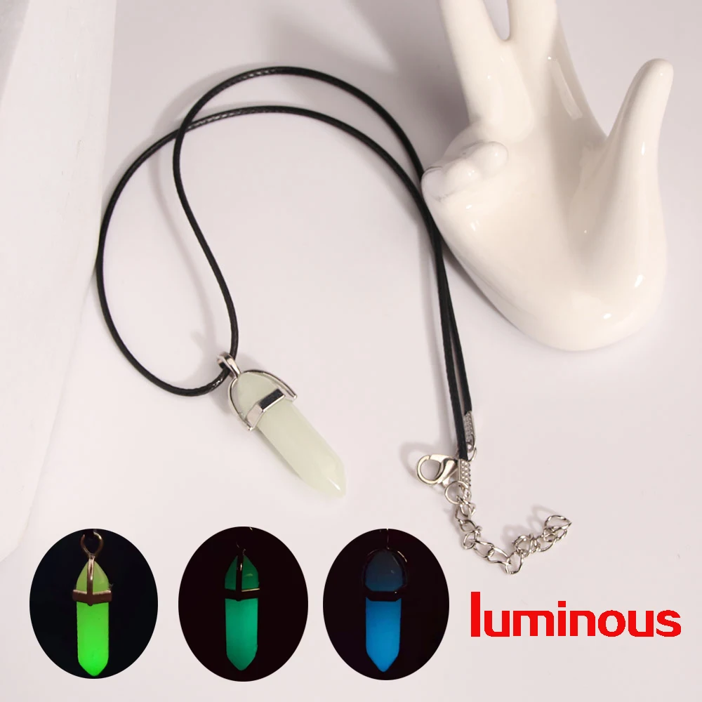 Dark Luminous Stone Hexagonal Column Nacklace Natural Crystal Fashion Glowing Bullet Crystal Necklace Pendant Leather Choker
Dark Luminous Stone Hexagonal Column Nacklace Natural Crystal Fashion Glowing Bullet Crystal Necklace Pendant Leather Choker