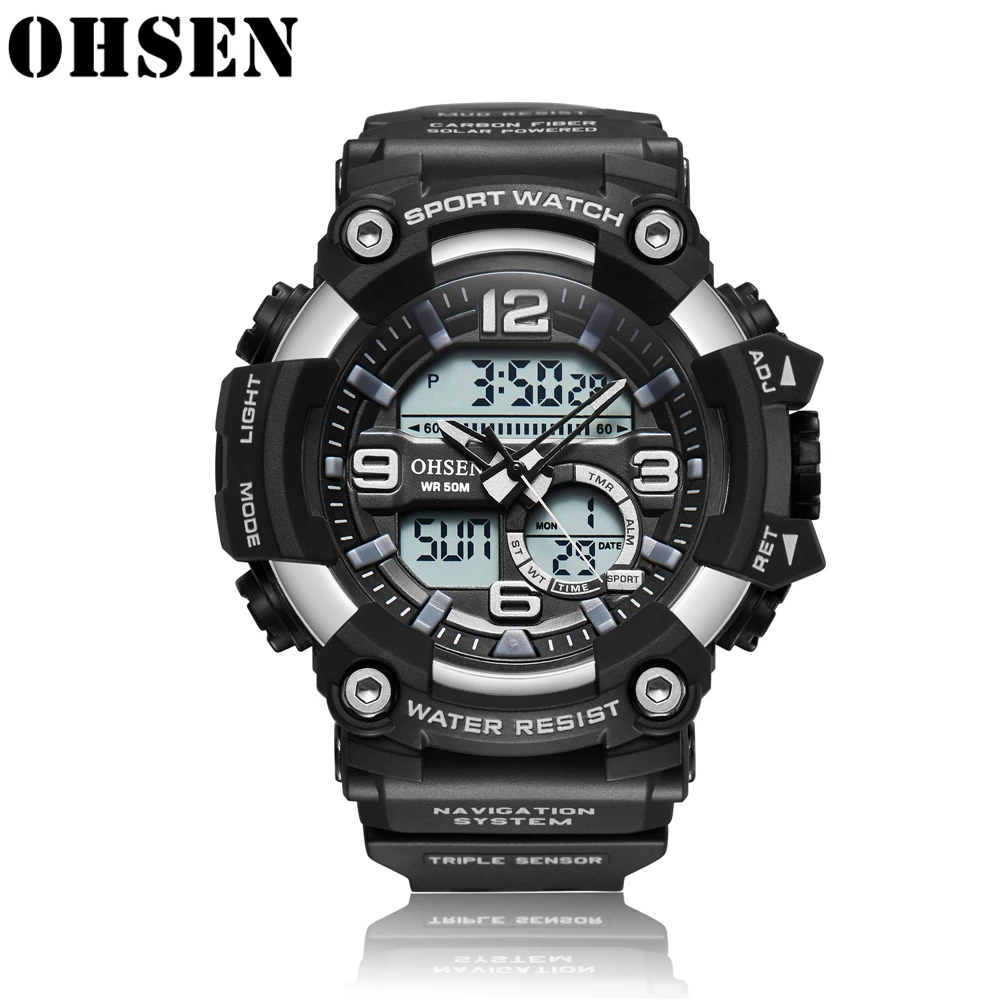 OHSEN Top Brand Luxury Mens Watches 2 Time Zone Watch Male Military Sport Waterproof Watch Men Quartz Clock Relogio Masculino
OHSEN Top Brand Luxury Mens Watches 2 Time Zone Watch Male Military Sport Waterproof Watch Men Quartz Clock Relogio Masculino