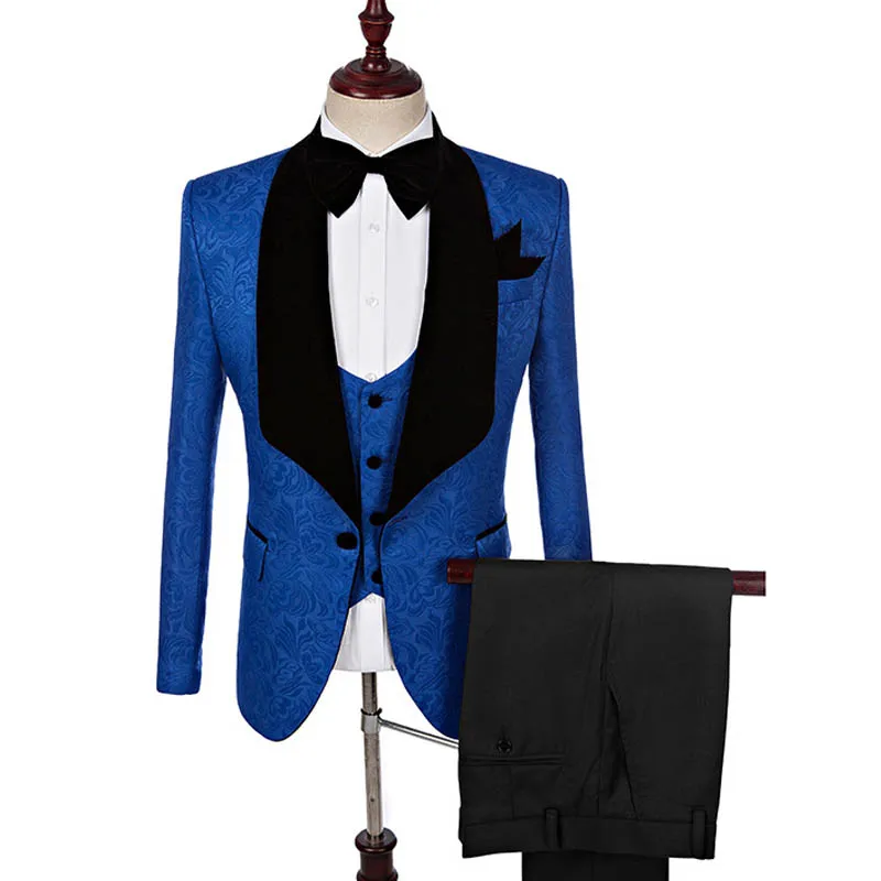 

Мужской блейзер с принтом, облегающий свадебный смокинг для жениха, синие костюмы, деловой костюм для выпускного, Лучший мужской костюм, бле...