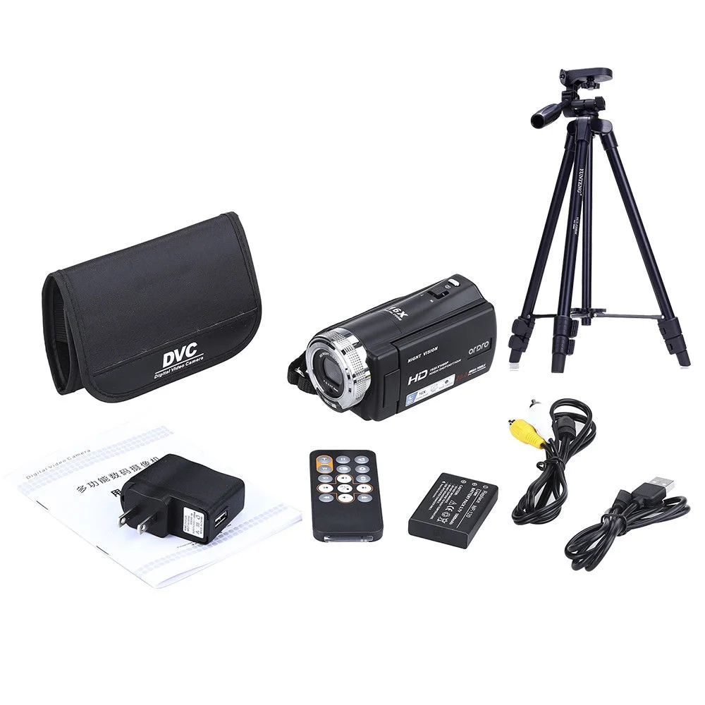 ORDRO HDV-V12 3.0" LCD 1080P FHD Digital Camera Camcorder 16x Zoom DVR IR Night Vision CMOS Sensor Remote Control + Tripod 
ORDRO HDV-V12 3.0" LCD 1080P FHD Digital Camera Camcorder 16x Zoom DVR IR Night Vision CMOS Sensor Remote Control + Tripod