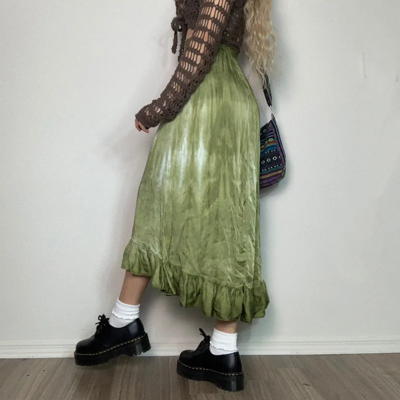 Y2K Green Long Skirt Women High Waist Bottoms Y2K Outfits Vintage Streetwear A Line Ruffles Tie Dye Skirts Autumn
Y2K Green Long Skirt Women High Waist Bottoms Y2K Outfits Vintage Streetwear A Line Ruffles Tie Dye Skirts Autumn