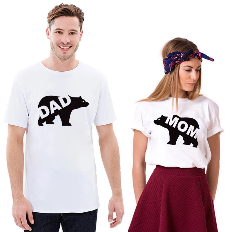 

Tee Parents Gift Mama Papa Bear Matching T-shirt Couple Tshirt Family Mom Dad Bear Matching Top