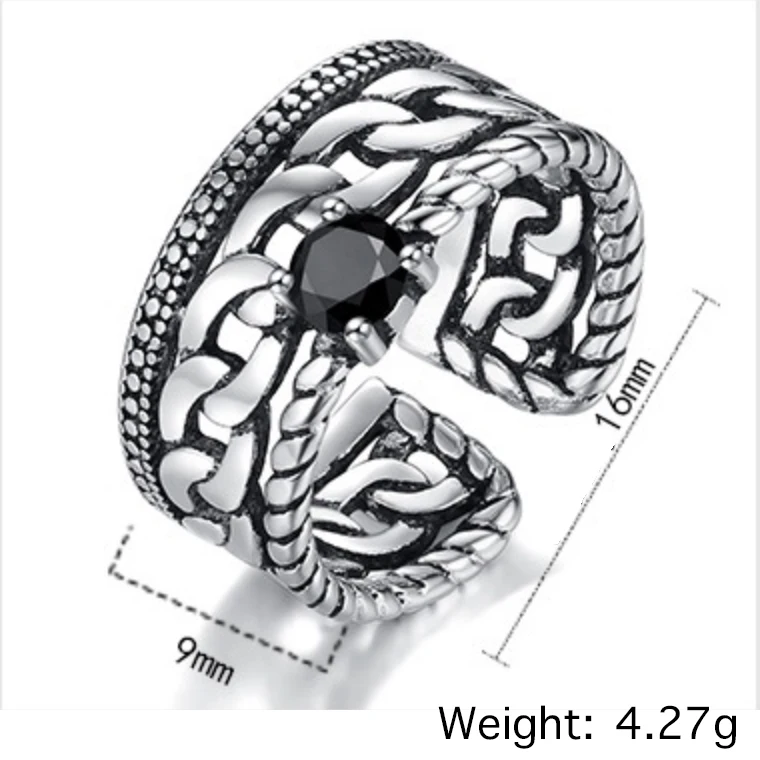 Punk Chain Big Black Zircon Stackable Thai Sterling Silver Adjustable Ring For Men Women Unisex Designer Fashion Jewelry
Punk Chain Big Black Zircon Stackable Thai Sterling Silver Adjustable Ring For Men Women Unisex Designer Fashion Jewelry