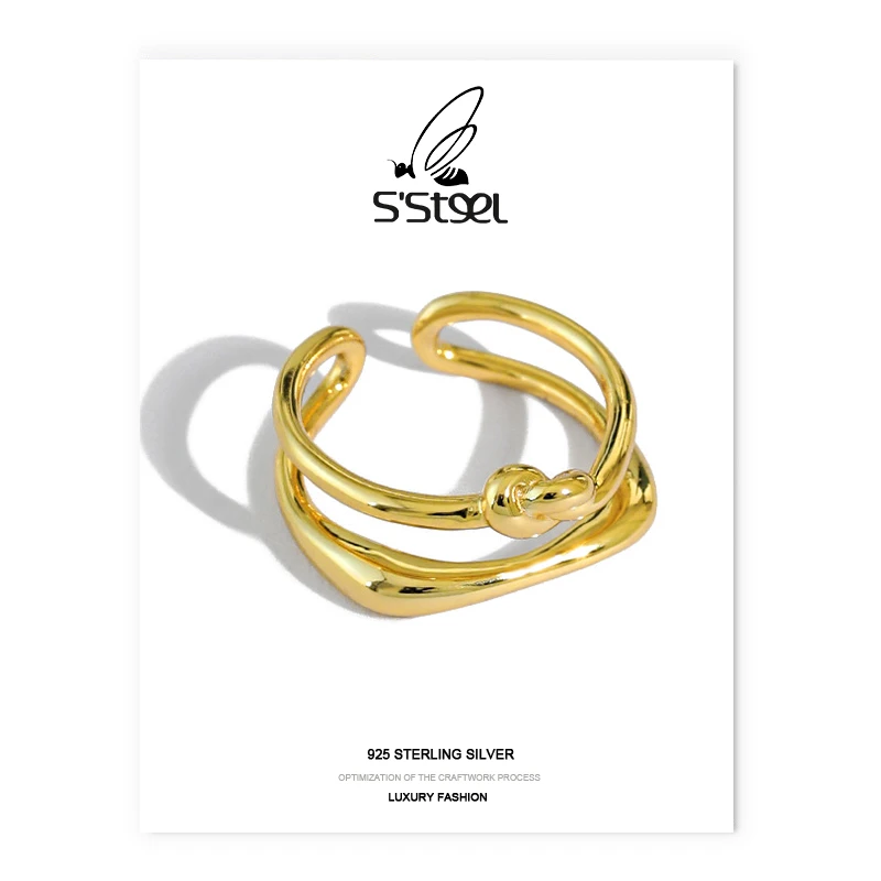 S'STEEL Bowkont Rings 925 Sterling Silver For Women Korean Minimalist Irregular Gold Designer Opening Ring Anillos Mujer Jewelry
S'STEEL Bowkont Rings 925 Sterling Silver For Women Korean Minimalist Irregular Gold Designer Opening Ring Anillos Mujer Jewelry
