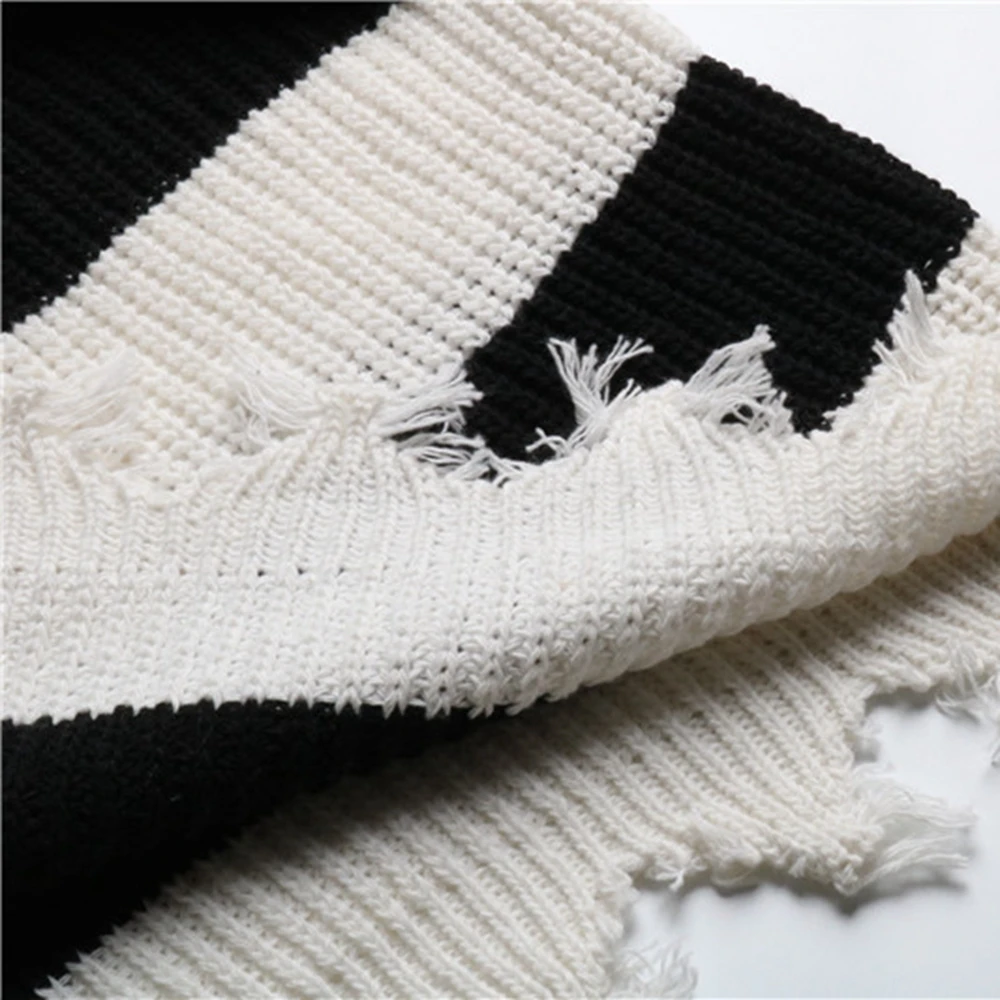 WITHZZ Women's Autumn Winter Striped Worn-out Casual Loose V-neck Knitted Top Pullover Sweater
WITHZZ Women's Autumn Winter Striped Worn-out Casual Loose V-neck Knitted Top Pullover Sweater