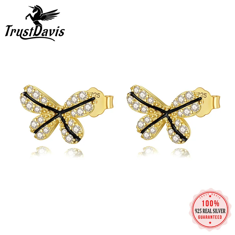 TrustDavis Real 925 Sterling Silver Earrings Flower Bowknot with Zircon Stud Earrings For Women Girls Fashion Jewelry Gift L282
TrustDavis Real 925 Sterling Silver Earrings Flower Bowknot with Zircon Stud Earrings For Women Girls Fashion Jewelry Gift L282
