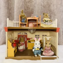 1:12 Forest Family Bedroom Miniature Furniture Rabbit Dollhouse Bathroom Set Model Children‘s Toys Kitchen Little Girl Toy Gifts