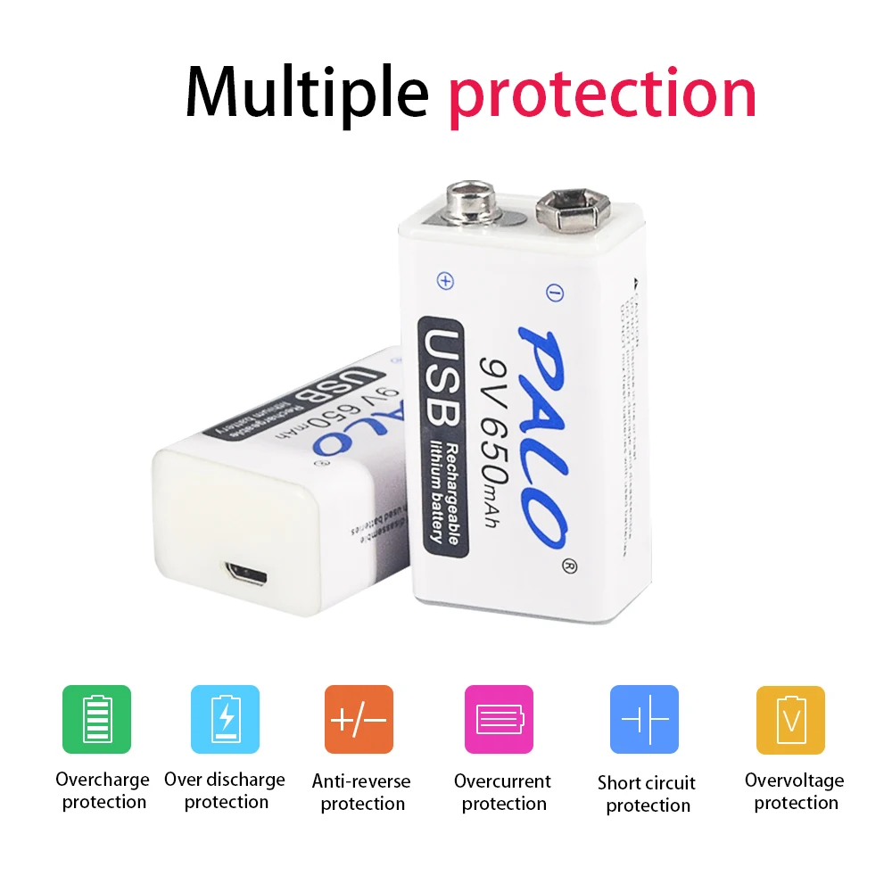 PALO 650mAh micro USB 9 Volt li-ion Rechargeable Battery 6F22 9V Li ion Lithium Battery for RC Helicopter Model Microphone Toy
PALO 650mAh micro USB 9 Volt li-ion Rechargeable Battery 6F22 9V Li ion Lithium Battery for RC Helicopter Model Microphone Toy