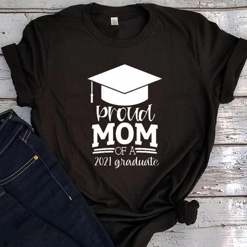 

Proud Mom of A 2021 Graduate Tshirt Graduate Mom Shirt Class of 2021 Aesthetic Clothes Graduation Gift Senior 21 Tees Black