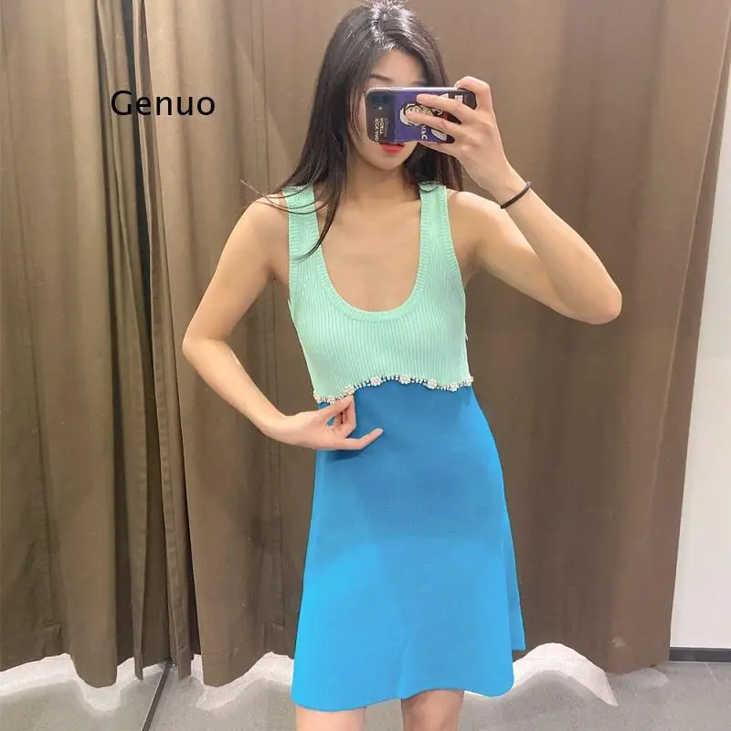 2021 Summer Women Elegant Fashion Beading Green Patchwork Dress Female Vestido Chic Sleeveless Casual Dresses
2021 Summer Women Elegant Fashion Beading Green Patchwork Dress Female Vestido Chic Sleeveless Casual Dresses