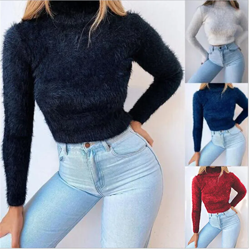 Trendy Women Fashion Candy Color Sweater High Neck long sleeve autumn winter Plush Fleece Crop Jumper Outwears
Trendy Women Fashion Candy Color Sweater High Neck long sleeve autumn winter Plush Fleece Crop Jumper Outwears